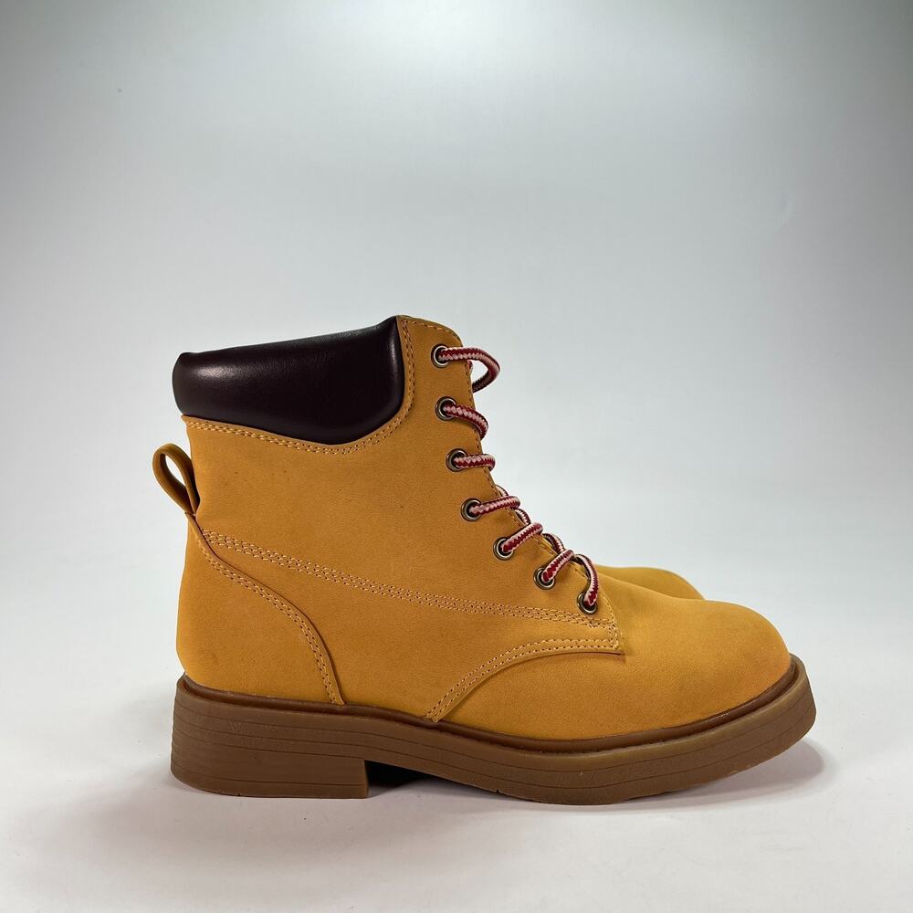 Steve Madden JJumble Tan Casual Side Zipper Combat Ankle Boots Youth Size 4